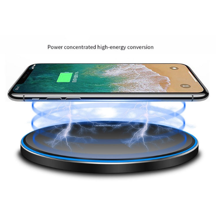 15W Metal Round Wireless Charger Smart Fast Charge(Black + Black Surface) - Wireless Charger by PMC TechLife | Online Shopping South Africa | PMC TechLife