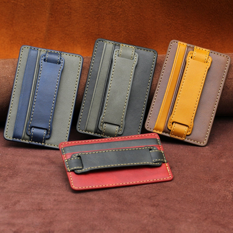 2 PCS Leather Phone Card Sleeve Back Sticker Wrist Pull Strap Holder(Brown) - free shipping - PMC TechLife - Order now!