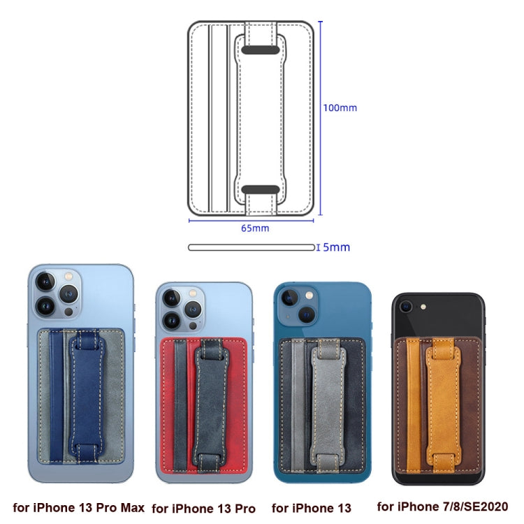 2 PCS Leather Phone Card Sleeve Back Sticker Wrist Pull Strap Holder(Red) - Hand-Sticking Bracket by PMC TechLife | Online Shopping South Africa | PMC TechLife