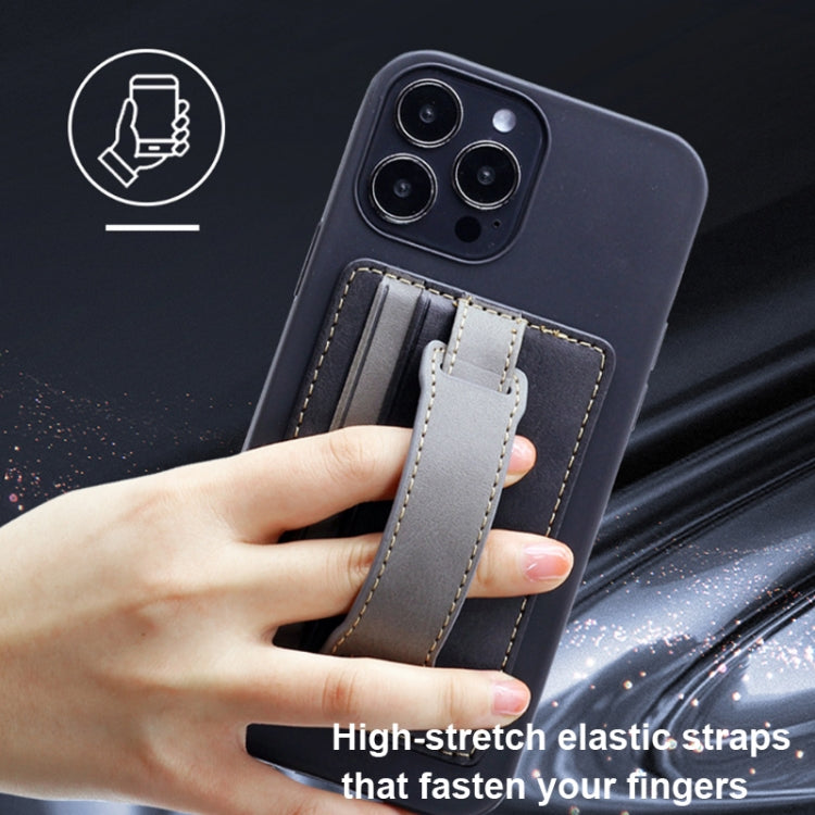 2 PCS Leather Phone Card Sleeve Back Sticker Wrist Pull Strap Holder(Black) - Hand-Sticking Bracket by PMC TechLife | Online Shopping South Africa | PMC TechLife