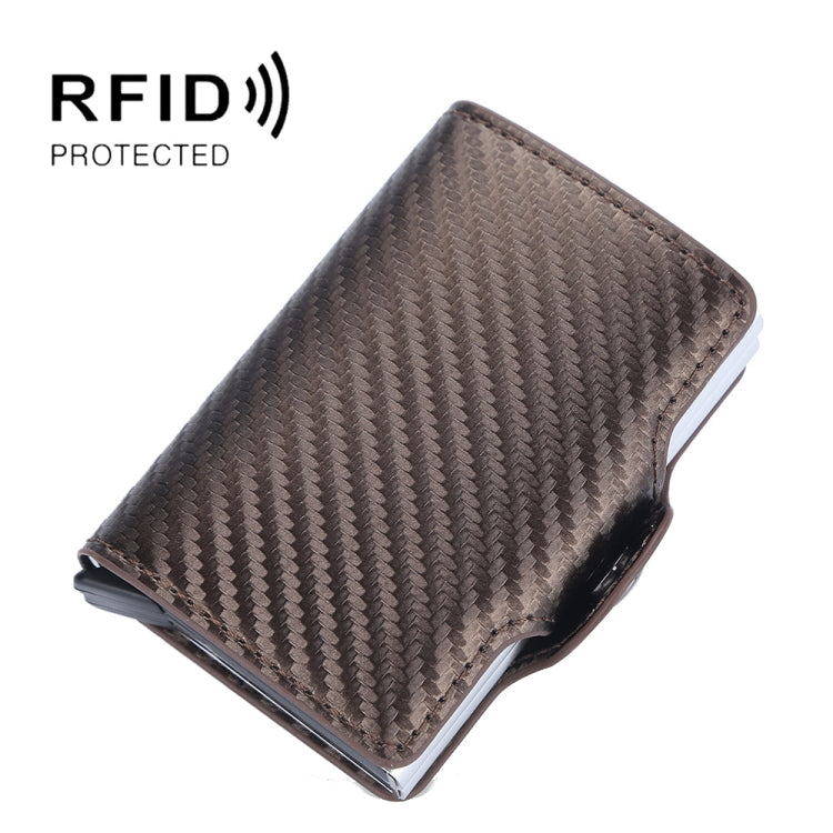 Baellerry K9172 RFID Double Aluminum Box Card Holder Automatic Pop-up Card Holder(Brown) - Antimagnetic RFID Package by Baellerry | Online Shopping South Africa | PMC TechLife | Buy Now Pay Later Mobicred