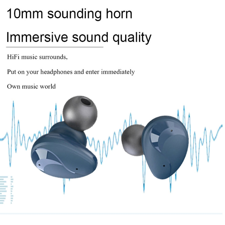 Mini Wireless With Charged Power Display ENC Bluetooth Headset(Blue) - Bluetooth Earphone by PMC TechLife | Online Shopping South Africa | PMC TechLife