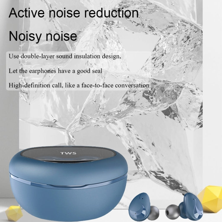 Mini Wireless With Charged Power Display ENC Bluetooth Headset(Blue) - Bluetooth Earphone by PMC TechLife | Online Shopping South Africa | PMC TechLife