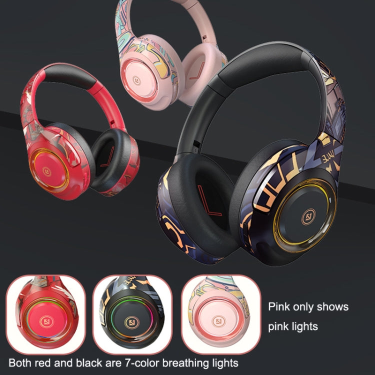 EL-A2 Gaming Ambient Light Folding Wireless Bluetooth Headset(Pink) - Headset & Headphone by PMC TechLife | Online Shopping South Africa | PMC TechLife