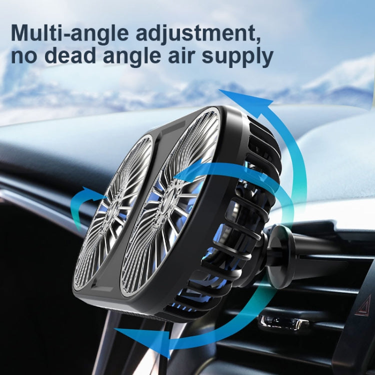 F211 Car Double Head With Led Electric Fan Car Air Outlet Instrument Panel USB Mini Fan(Pink) - Heating & Fans by PMC TechLife | Online Shopping South Africa | PMC TechLife