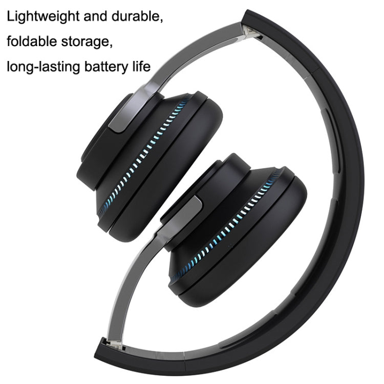 H2 Colorful Luminous Subwoofer Folding Retractable Card Wireless Bluetooth Headset(Blue) - Headset & Headphone by PMC TechLife | Online Shopping South Africa | PMC TechLife