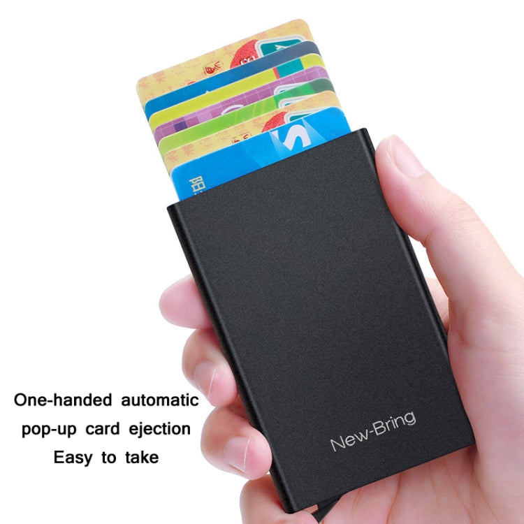 NEWBRING Metal Wallet Automatic Pop-up Anti-degaussing Card Holder, Colour: Black With Back Stickers - free shipping - PMC TechLife - Order now!
