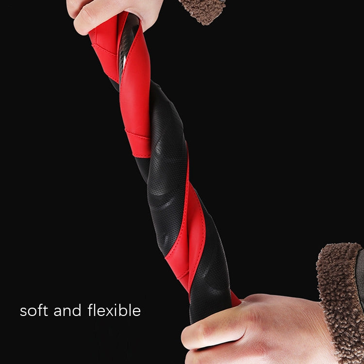 Leather Carbon Fiber Stitching Car Steering Wheel Set, Diameter: 38cm(Black White D Shape) - Steering Wheel Accessories by PMC TechLife | Online Shopping South Africa | PMC TechLife