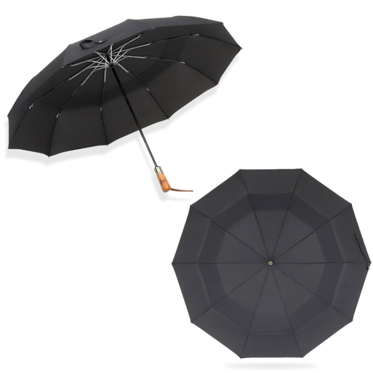 PARACHASE Ten-bone Double-layer Large Windproof Business Automatic Folding Umbrella(Black) - free shipping - PMC TechLife - Order now!