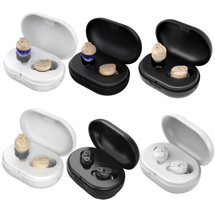 Old People Voice Amplifier Sound Collector Hearing Aid(Skin Color Double Machine + White Charging Bin) - Hearing Aids by PMC TechLife | Online Shopping South Africa | PMC TechLife