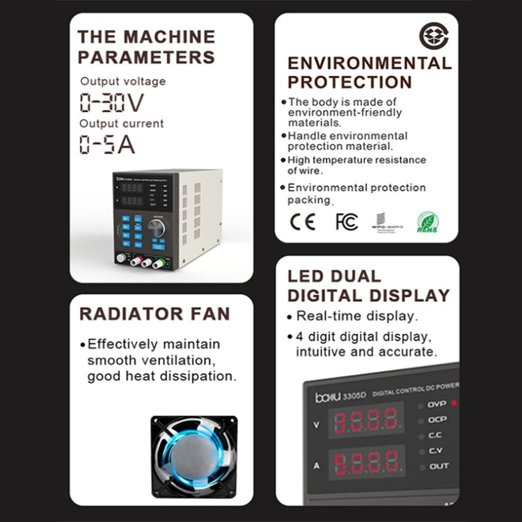 BAKU BA-3305D 5A/30V CNC DC High Power Supply(EU Plug) - free shipping - PMC TechLife - Order now!