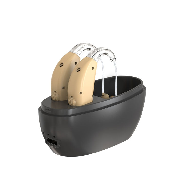 Elderly Use Can Charge Sound Amplifier Hearing Aid, Specification: US Plug(Skin Color Double Machine+Black Charging Bin) - Hearing Aids by PMC TechLife | Online Shopping South Africa | PMC TechLife