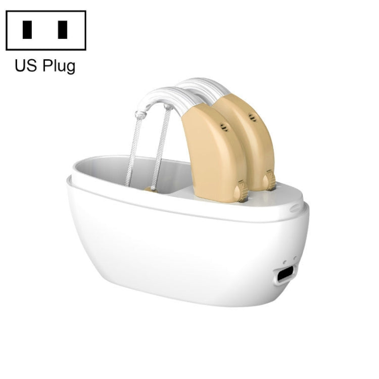 Elderly Use Can Charge Sound Amplifier Hearing Aid, Specification: US Plug(Skin Color Double Machine+White Charging Bin) - Hearing Aids by PMC TechLife | Online Shopping South Africa | PMC TechLife
