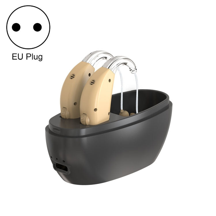 Elderly Use Can Charge Sound Amplifier Hearing Aid, Specification: EU Plug(Skin Color Double Machine+Black Charging Bin) - Hearing Aids by PMC TechLife | Online Shopping South Africa | PMC TechLife | Buy Now Pay Later Mobicred