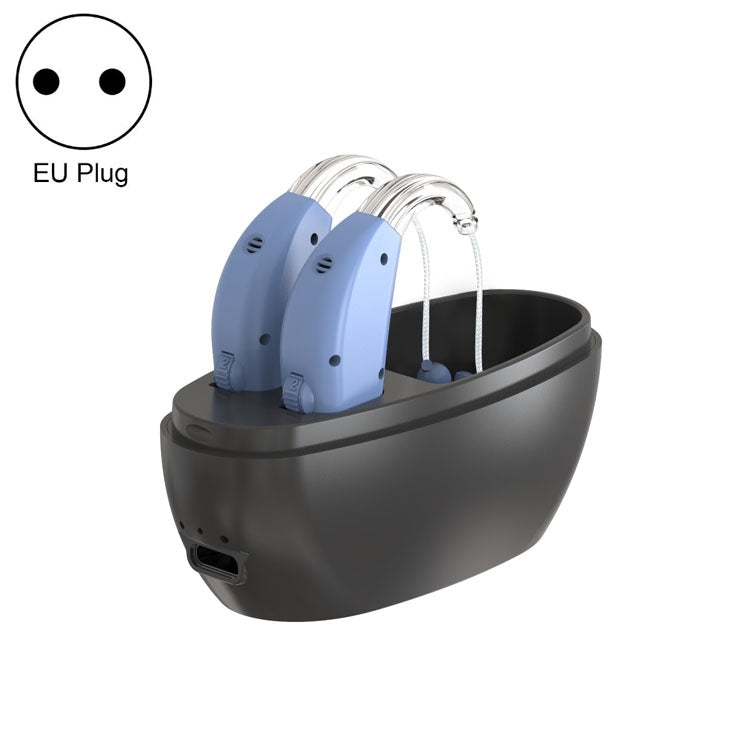 Elderly Use Can Charge Sound Amplifier Hearing Aid, Specification: EU Plug(Blue Double Machine+Black Charging Bin) - Hearing Aids by PMC TechLife | Online Shopping South Africa | PMC TechLife | Buy Now Pay Later Mobicred