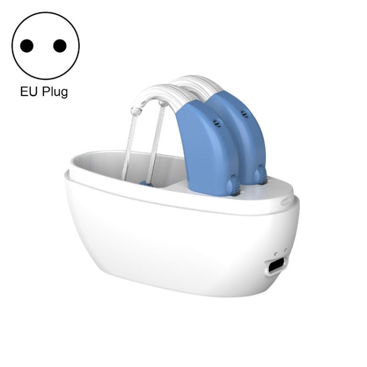 Elderly Use Can Charge Sound Amplifier Hearing Aid, Specification: EU Plug(Blue Double Machine+White Charging Bin) - Hearing Aids by PMC TechLife | Online Shopping South Africa | PMC TechLife | Buy Now Pay Later Mobicred