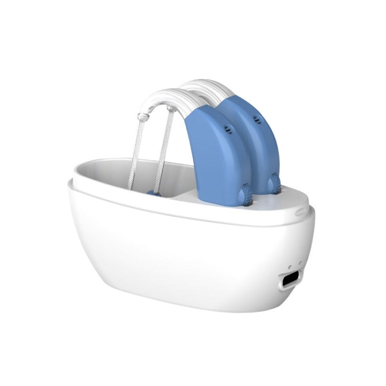 Elderly Use Can Charge Sound Amplifier Hearing Aid, Specification: EU Plug(Blue Double Machine+White Charging Bin) - Hearing Aids by PMC TechLife | Online Shopping South Africa | PMC TechLife | Buy Now Pay Later Mobicred