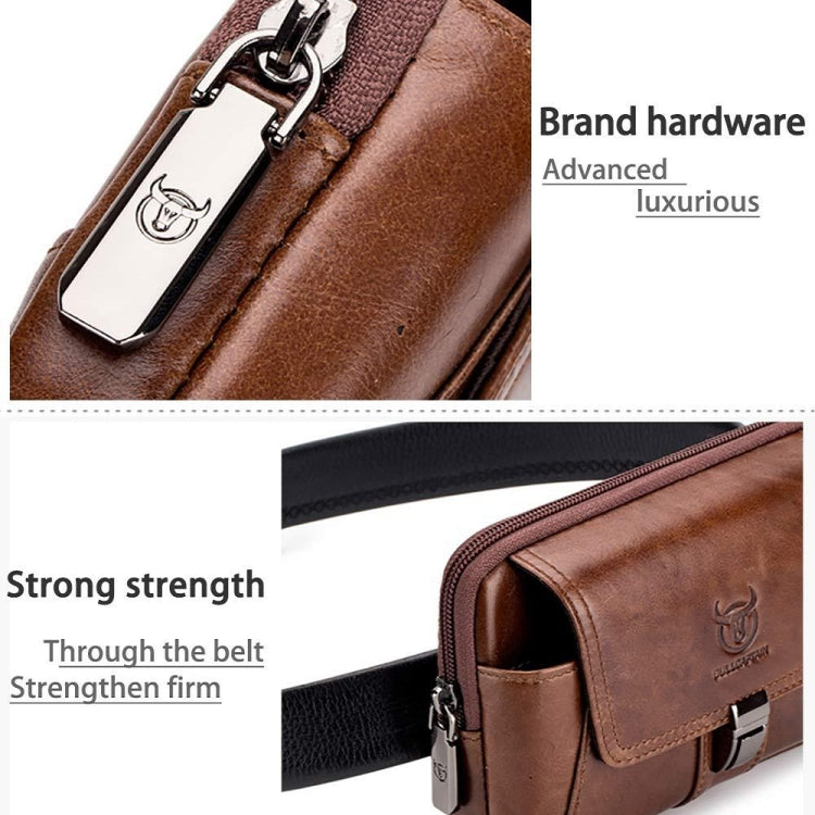BULL CAPTAIN Multifunctional Leather Mobile Phone Small Waist Bag For Men(Horizontal Brown) - free shipping - PMC TechLife - Order now!