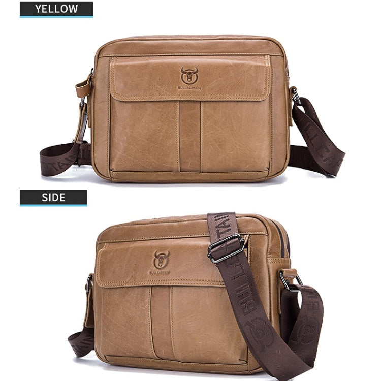 BULL CAPTAIN  Double Layer Leather One Shoulder Messenger Bag For Men(Yellow Brown) - free shipping - PMC TechLife - Order now!