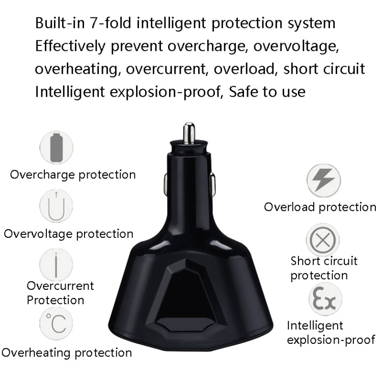 3.1A Dual USB Digital Display Multi-Function Driving Recorder Universal Automotive Charger(White) - Car Charger by PMC TechLife | Online Shopping South Africa | PMC TechLife