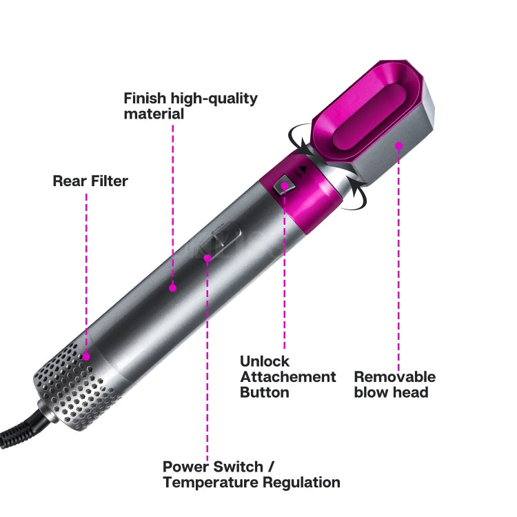 5-in-1 Hot-air Comb Automatic Straightening Dual-purpose Hair Dryer Black(US Plug) - Hair Curler by PMC TechLife | Online Shopping South Africa | PMC TechLife