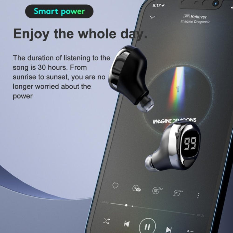 F6 Bluetooth Headset Mini Invisible Ear Business Digital Display Earphone(Black) - Bluetooth Earphone by PMC TechLife | Online Shopping South Africa | PMC TechLife