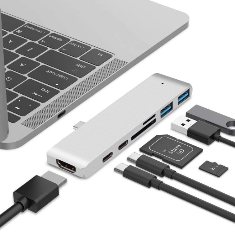 TYPE-C To 4K HDMI HUB Docking Station TF/SD Card Reader For MacBook Pro(Silver) - USB HUB by PMC TechLife | Online Shopping South Africa | PMC TechLife