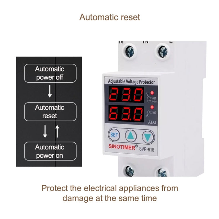 SINOTIMER SVP-916 Adjustable Self-resetting Over-voltage Under-voltage Protector, Current: 80A - free shipping - PMC TechLife - Order now!