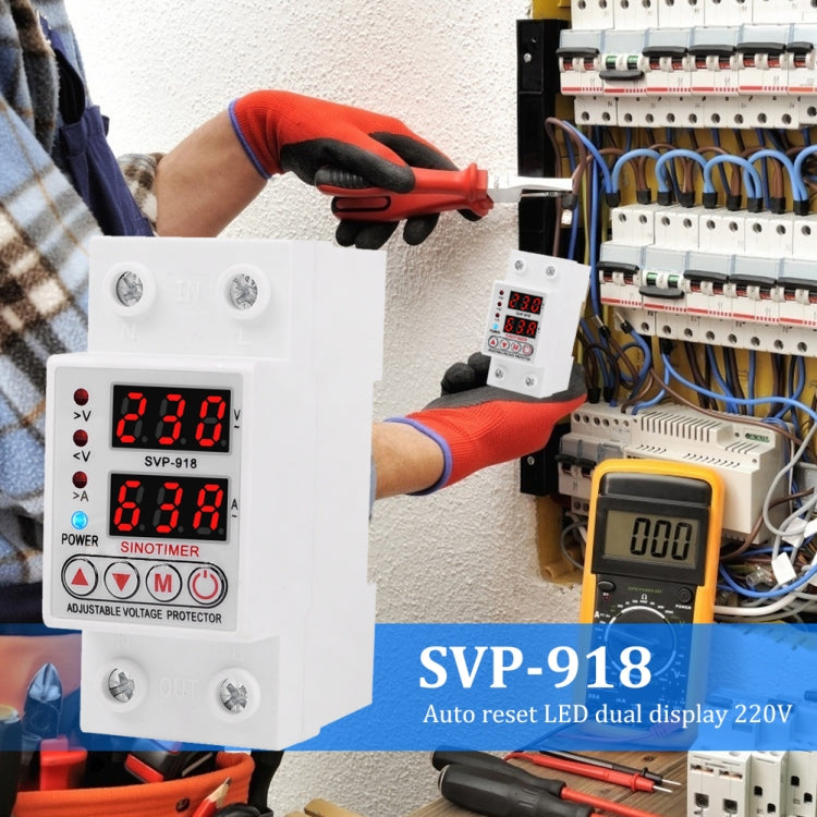 SINOTIMER SVP-918 Adjustable Self-resetting Intelligent  Over-voltage Under-voltage Protector, Current:  40A - free shipping - PMC TechLife - Order now!
