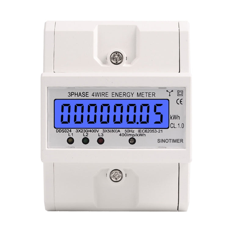 SINOTIMER Three-Phase Backlight Display Rail Type Electricity Meter 5-100A 400V(DDS024 White Shell) - free shipping - PMC TechLife - Order now!