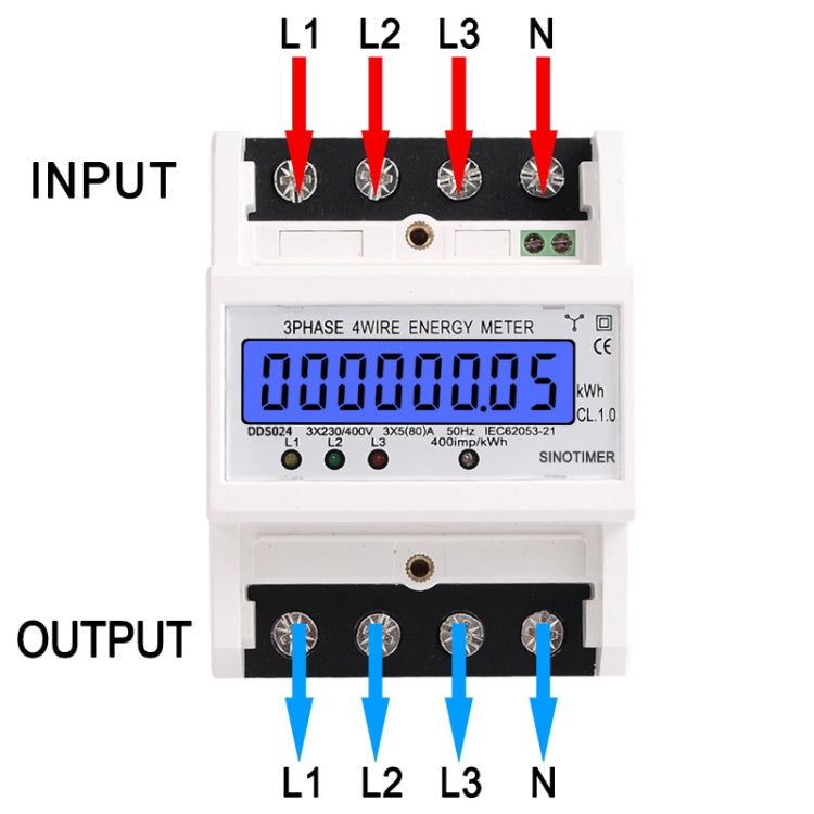 SINOTIMER Three-Phase Backlight Display Rail Type Electricity Meter 5-100A 400V(DDS024 White Shell) - free shipping - PMC TechLife - Order now!