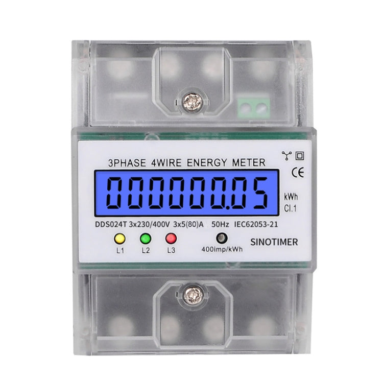 SINOTIMER Three-Phase Backlight Display Electricity Meter 5-100A 400V(DDS024T Transparent Shell) - Current & Voltage Tester by SINOTIMER | Online Shopping South Africa | PMC TechLife | Buy Now Pay Later Mobicred