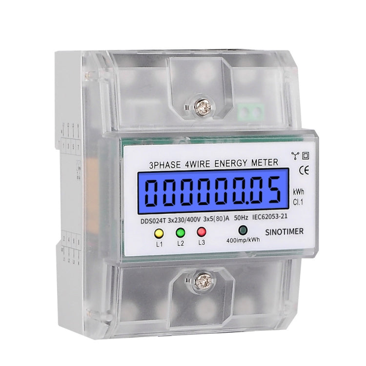 SINOTIMER Three-Phase Backlight Display Electricity Meter 5-100A 400V(DDS024T Transparent Shell) - Current & Voltage Tester by SINOTIMER | Online Shopping South Africa | PMC TechLife | Buy Now Pay Later Mobicred