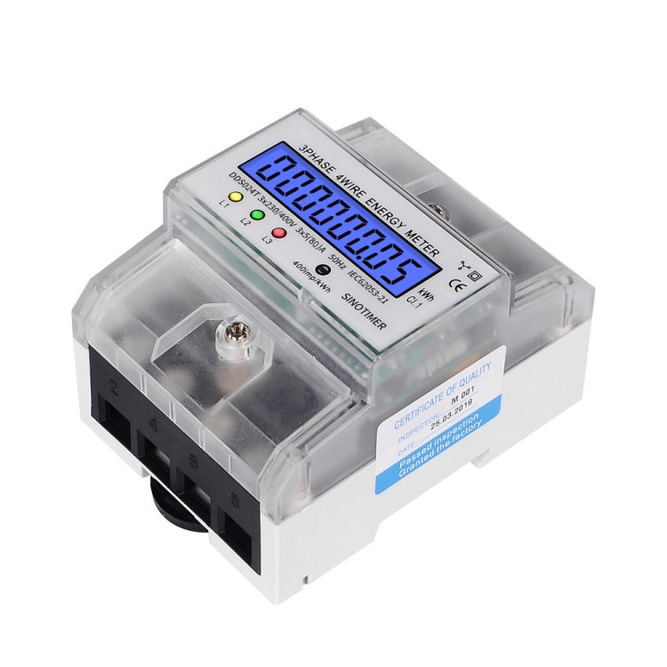 SINOTIMER Three-Phase Backlight Display Electricity Meter 5-100A 400V(DDS024T Transparent Shell) - Current & Voltage Tester by SINOTIMER | Online Shopping South Africa | PMC TechLife | Buy Now Pay Later Mobicred