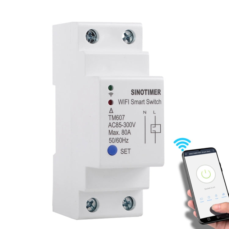 SINOTIMER TM607 Intelligent Wifi Timer Mobile App Home Rail Remote Control Time Switch 80A 85-300V - free shipping - PMC TechLife - Order now!