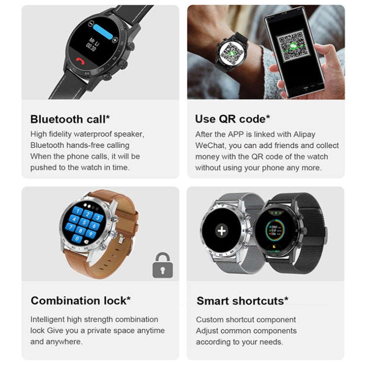 LOANIY DT70 Analog Digital Dual Display Smart Call Watch(Silver Leather) - free shipping - PMC TechLife - Order now!