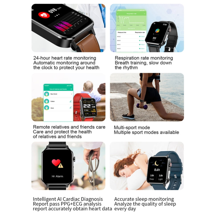 LOANIY E86 1.7 Inch Heart Rate Monitoring Smart Bluetooth Watch, Color: Black Steel - free shipping - PMC TechLife - Order now!