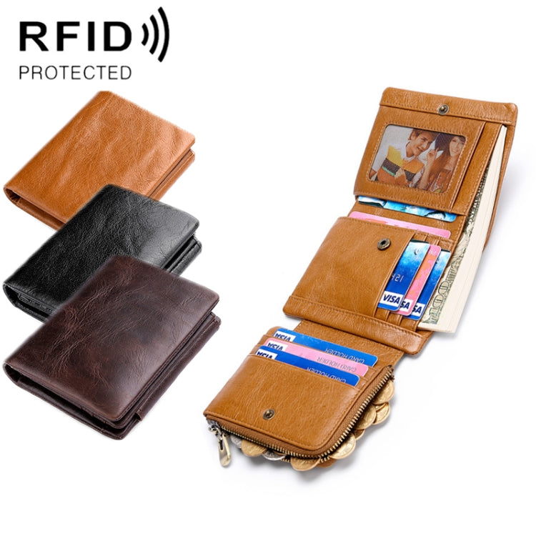 TP-191 RFID Multifunctional Tri-Fold Retro Men Genuine Leather Wallet(Black) - free shipping - PMC TechLife - Order now!