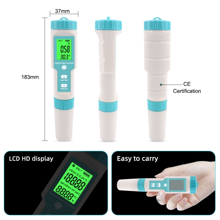 C-600A 7 In 1 Temperature/Salinity/PH/TDS/EC/ORP/SG Monitoring Pen(without Battery and Powder) - PH & Moisture Meter by PMC TechLife | Online Shopping South Africa | PMC TechLife | Buy Now Pay Later Mobicred
