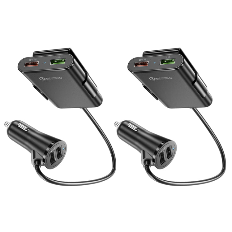 2PCS QC3.0 Four Ports Fast 5V 8A Car Charger Back Seat Charger(Black) - Car Charger by PMC TechLife | Online Shopping South Africa | PMC TechLife