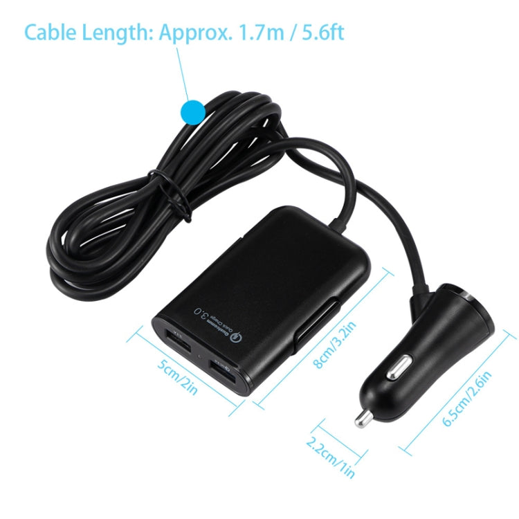 2PCS QC3.0 Four Ports Fast 5V 8A Car Charger Back Seat Charger(Black) - Car Charger by PMC TechLife | Online Shopping South Africa | PMC TechLife