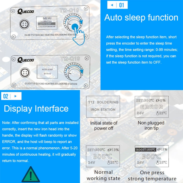 QUECOO 1.3 Inch Display Soldering Station with Handle, Set: US Plug (Q19+907) - free shipping - PMC TechLife - Order now!