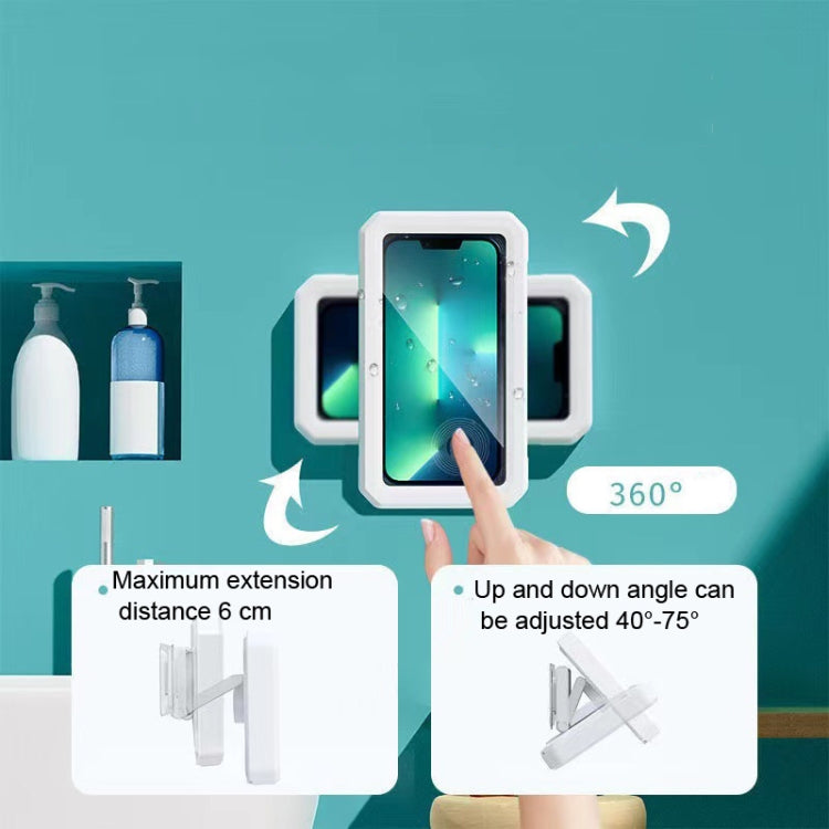 Retractable Rotating Bathroom Waterproof Mobile Phone Box Wall Mount Mobile Phone Holder(Green) - Hand-Sticking Bracket by PMC TechLife | Online Shopping South Africa | PMC TechLife