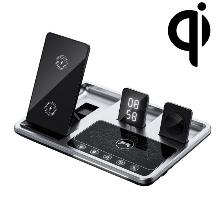 R11 4 In 1 30W Phone Wireless Charger with Ambient Light(Silver Black) - Wireless Charger by PMC TechLife | Online Shopping South Africa | PMC TechLife