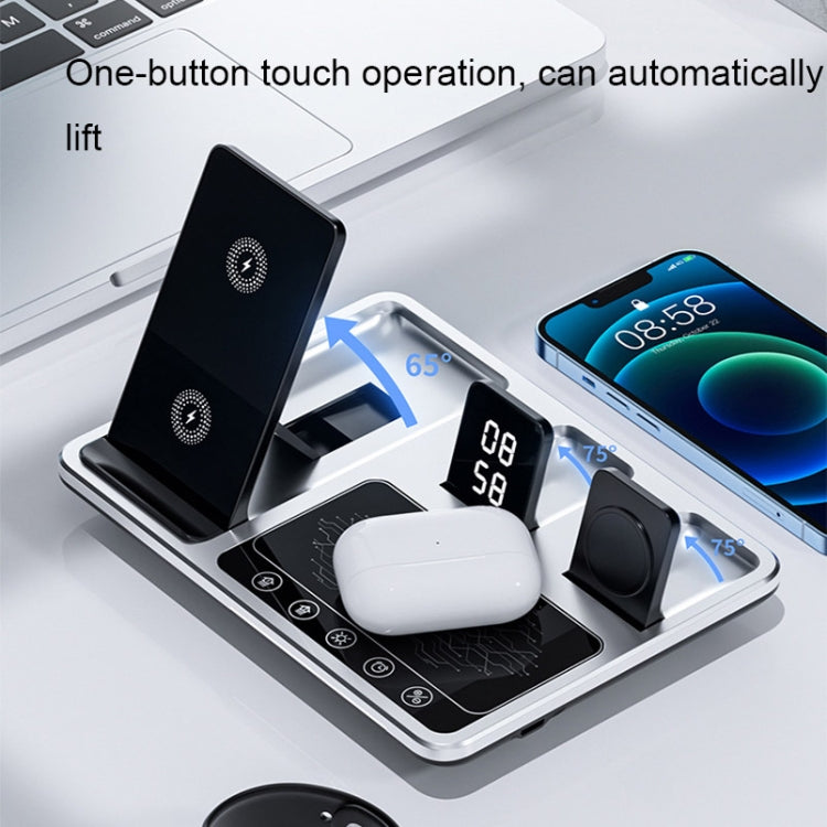 R11 4 In 1 30W Phone Wireless Charger with Ambient Light(Silver Black) - Wireless Charger by PMC TechLife | Online Shopping South Africa | PMC TechLife