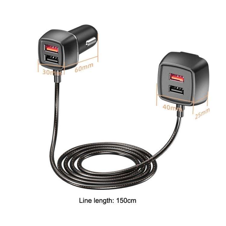 One For Four Car Charger QC3.0 Fast Charge 4USB Car Front And Rear Seat Car Charger, Style: Upgraded Edition - Car Charger by PMC TechLife | Online Shopping South Africa | PMC TechLife