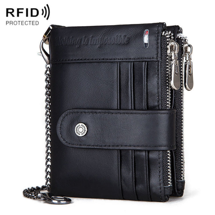 HUMERPAUL BP896 RFID Anti-Theft Brush Dual Zipper Leather Wallet Multi-Card Men Purse(Black) - free shipping - PMC TechLife - Order now!