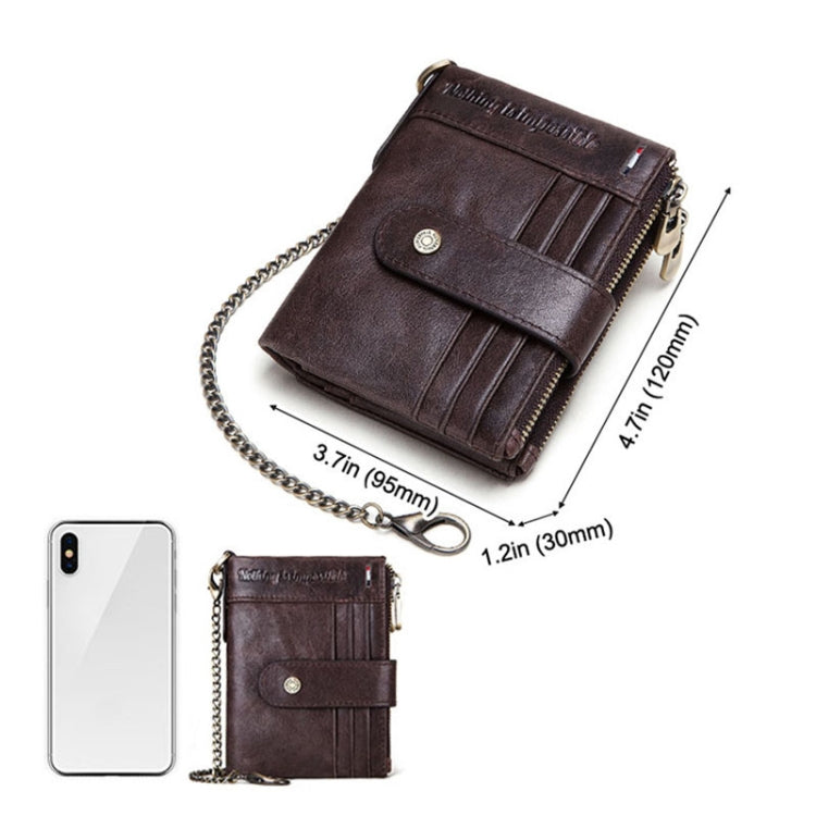 HUMERPAUL BP896 RFID Anti-Theft Brush Dual Zipper Leather Wallet Multi-Card Men Purse(Brown) - free shipping - PMC TechLife - Order now!
