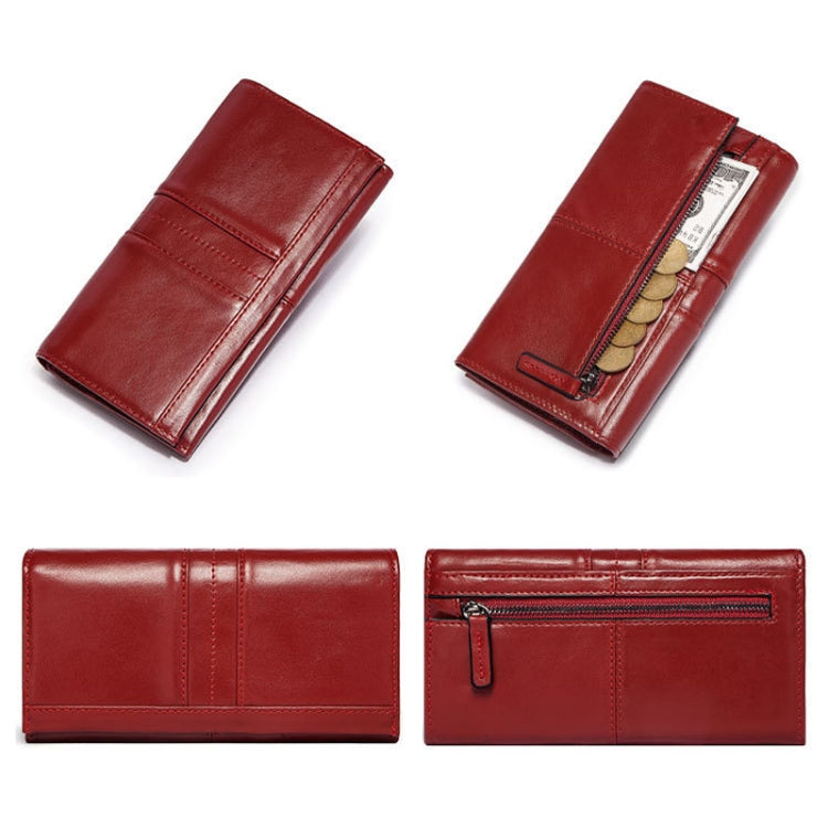 BP806 RFID Anti-Theft Brush Lady Wallet Multi-Card Clutch Bag(Red) - Antimagnetic RFID Package by PMC TechLife | Online Shopping South Africa | PMC TechLife | Buy Now Pay Later Mobicred