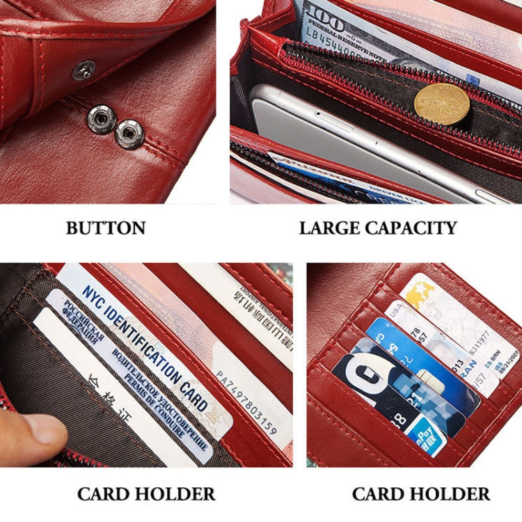 BP806 RFID Anti-Theft Brush Lady Wallet Multi-Card Clutch Bag(Red) - Antimagnetic RFID Package by PMC TechLife | Online Shopping South Africa | PMC TechLife | Buy Now Pay Later Mobicred